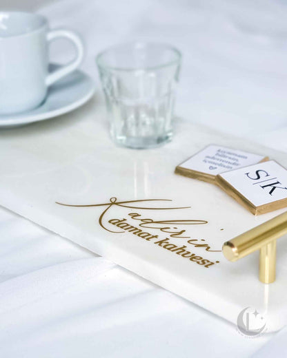 Marmer koffie plateau goud